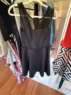 Bisou Bisou Black Mesh Fit & Flare Dress Size 10